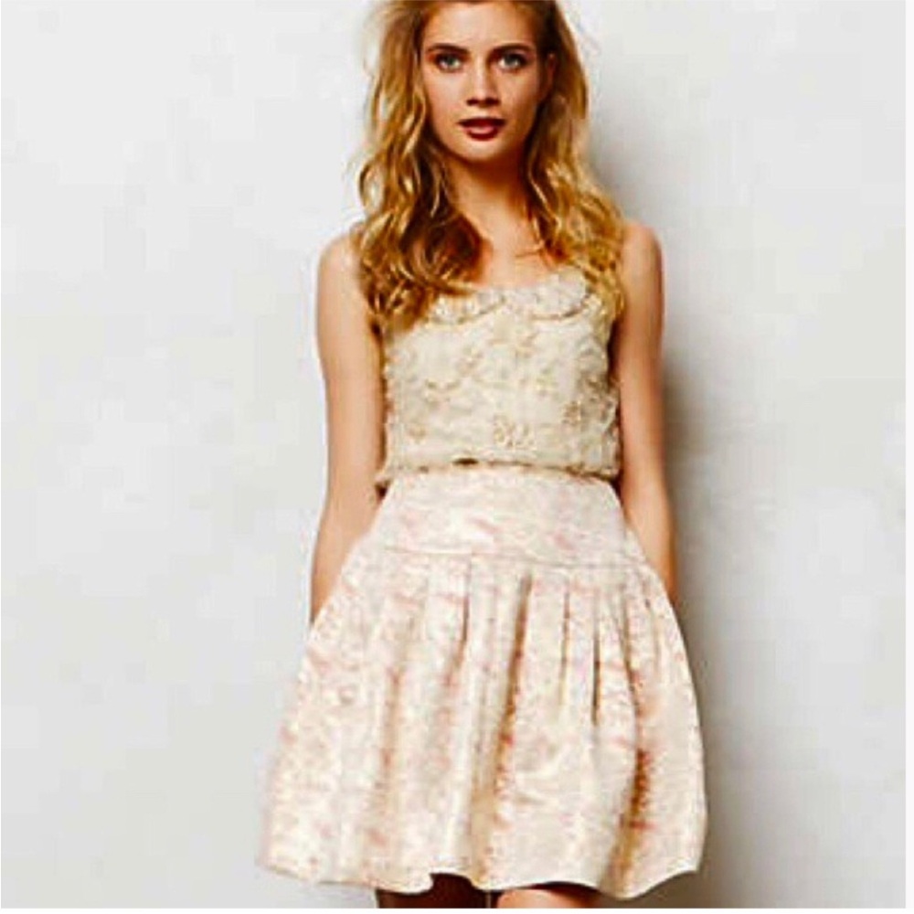 ANTHROPOLOGIE Moulinette Soeurs “Sugarplum” Metallic Brocade A-Line Skirt Size 6
